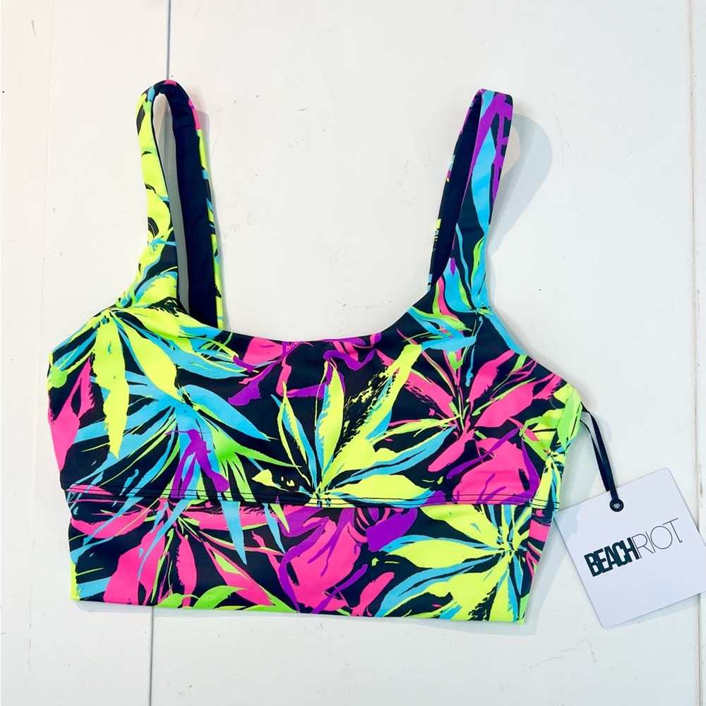 * Beach Riot Neon Palm Sports Bra